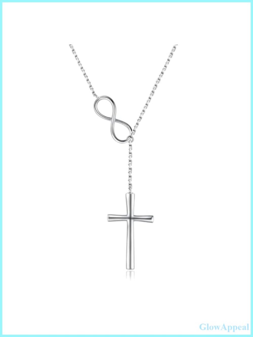 Sterling Silver Infinity Cross Lariat Necklace with Cubic Zirconia for Women